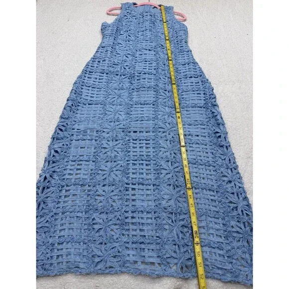 Anthropologie Endless Rose Midi Dress Blue Sleeveless Textured Preppy XLP NWT Anthropologie Endless Rose Midi Dress Blue Sleeveless Textured Preppy XLP NWT